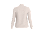 Rückansicht eines Damen-Langarmshirts mit Stehkragen in Beige
