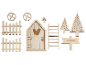 Holz-Feengarten-Bastelset mit Haus, Zäunen, Bäumen und Zubehör.