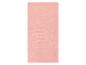 Hellrosa rechteckiges Handtuch mit strukturierter Oberfläche.