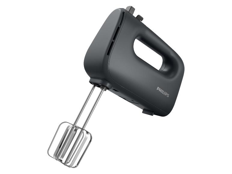 Schwarzer Philips Handmixer mit Metallbesen.