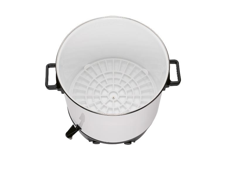 Weißweinabgießer mit Hahn und herausnehmbarem Sieb.