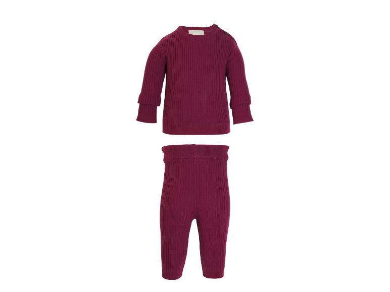 LUPILU® Premium Baby Strick Set: Weinroter gerippter Pullover und passende Hose.