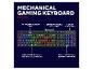 Mechanische Gaming-Tastatur mit RGB-Beleuchtung, abnehmbarem USB-Kabel und höhenverstellbar.