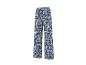Damen-Hose mit weitem Bein und blau-weißem Ikat-Muster.