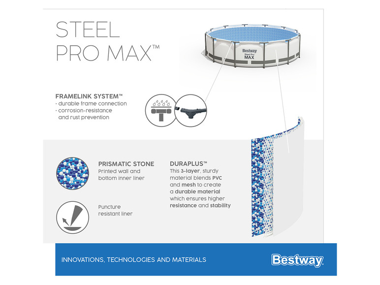 Gehe zu Vollbildansicht: Bestway Steel ProMAX Stahlrahmenpool-Set mit Filterpumpe - Bild 17