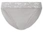 Grauer Damenslip mit Spitzenbesatz.