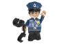 Lego-Stil Polizistenfigur mit Handschellen und winkend