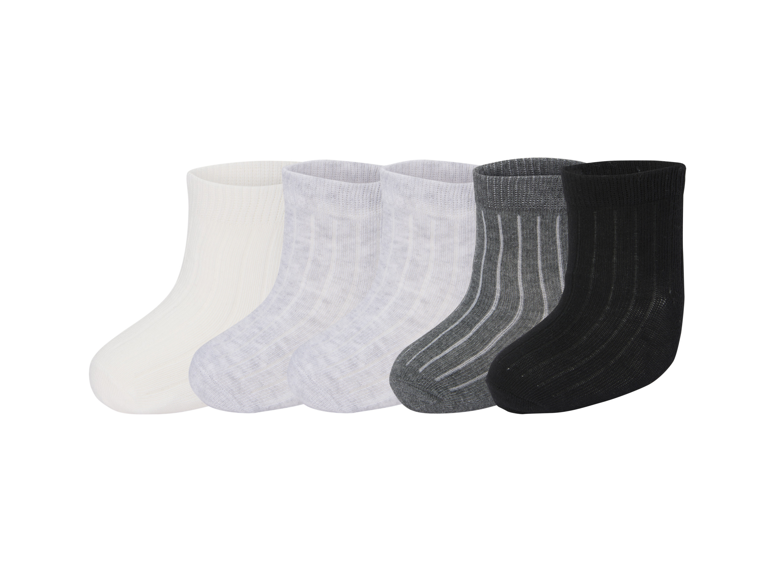 LUPILU® Baby Söckchen, 5 Paar (creme/grau/schwarz, 15-18)