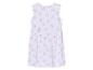 Ärmelloses Mädchenkleid, rosafarbener Tukan-Druck.