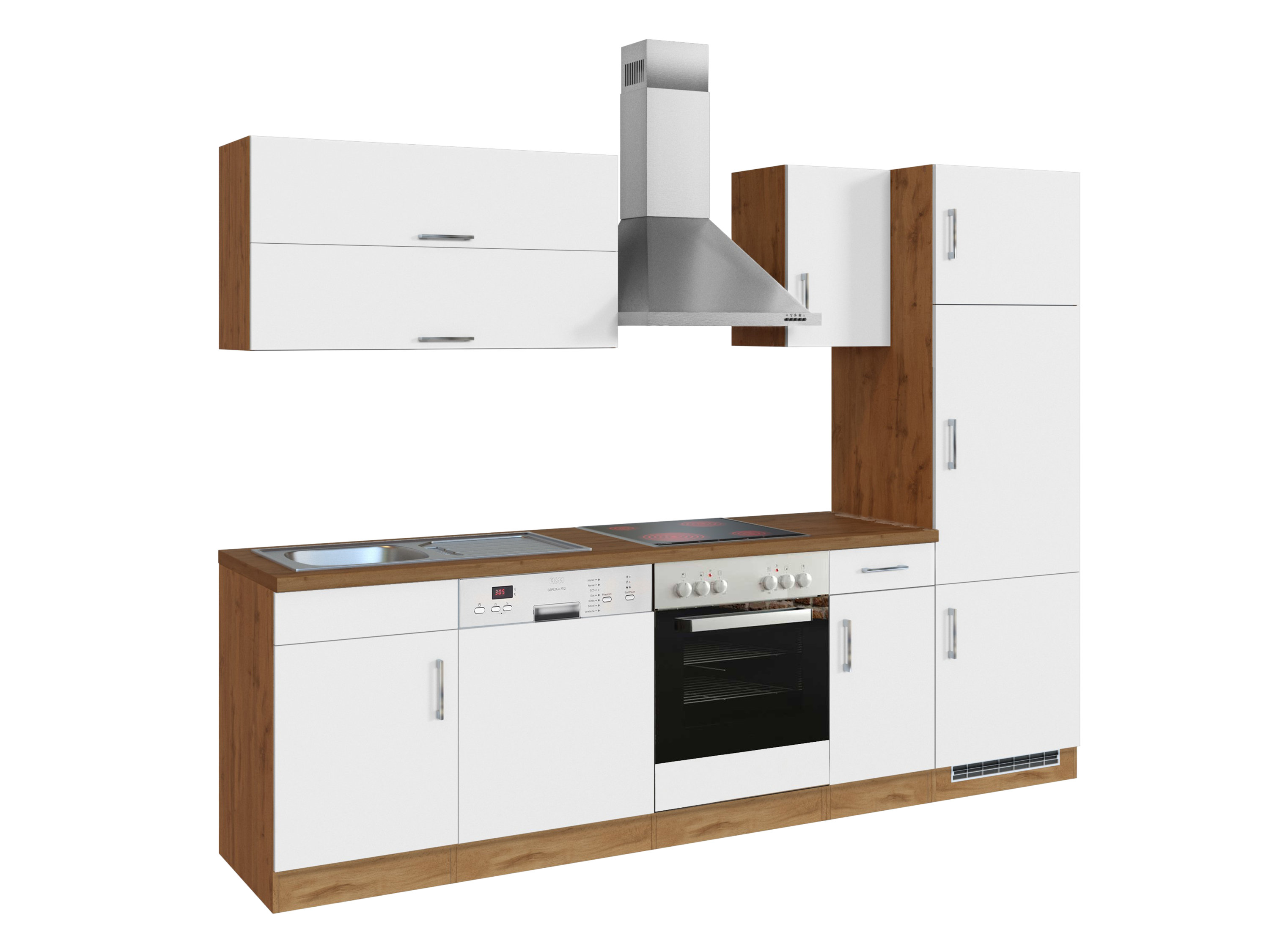 Thumbnail - HELD Küchenzeile »Hamburg«, mit Elektrogeräten (270 cm, wotaneiche/ melamin weiß)