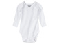 Ein weißer Baby-Body mit langen Ärmeln der Marke 'Tuli'