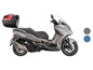 Ein grauer Alpina Motors S622 Scooter mit Topcase.