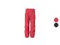 Rote Kinder-Jogginghose mit elastischen Bündchen, mit Farbmustern in Rot und Marineblau.