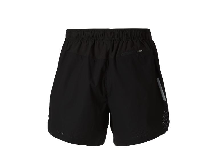 Schwarze Herren-Laufshorts mit elastischem Bund und einer Reißverschlusstasche hinten