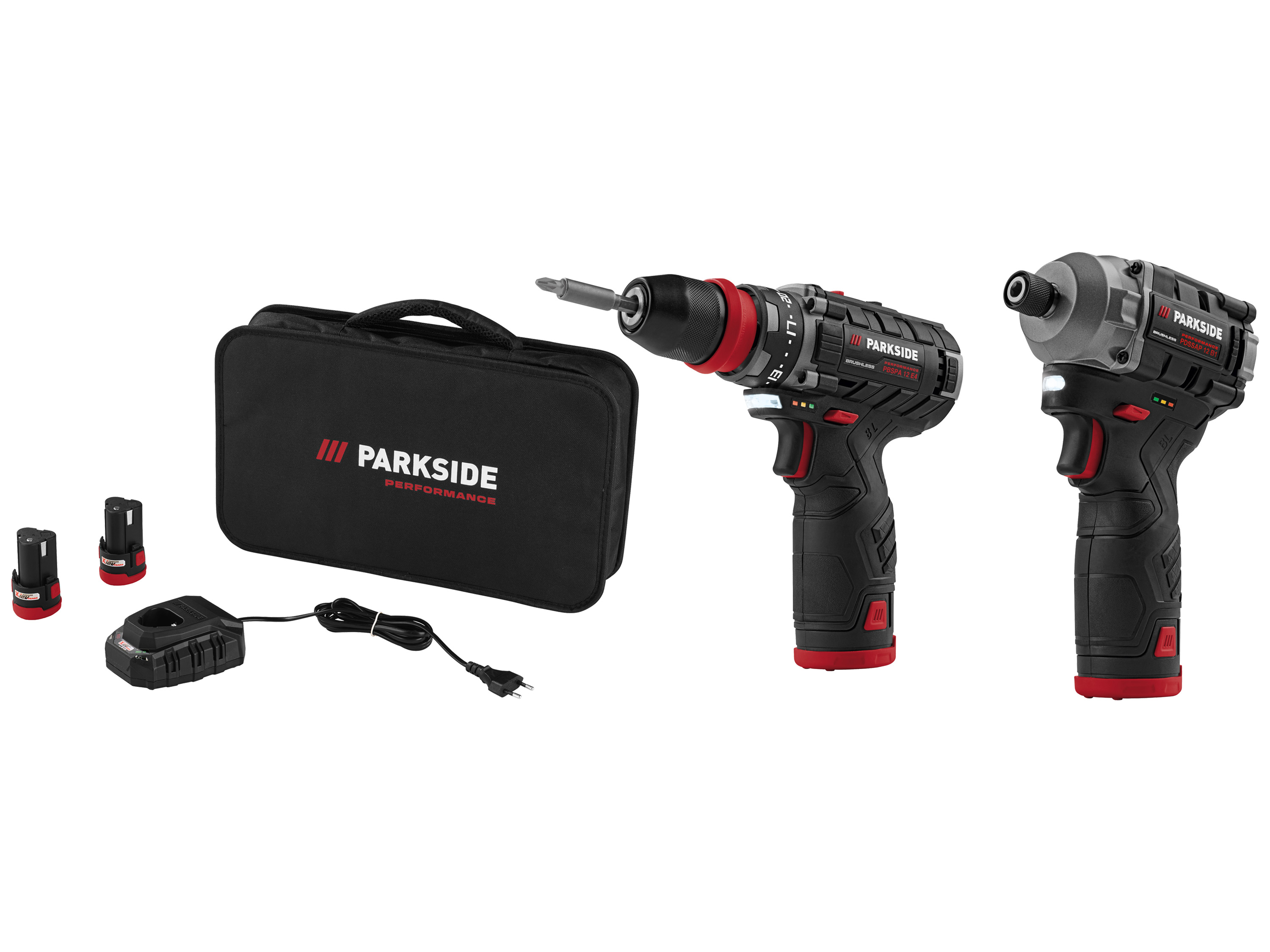 PARKSIDE PERFORMANCE® 12V Akku-Bohrschrauber Starterset mit 12V Akku-Drehschlagschrauber ¼ Zoll 170 Nm (mit Akku und Ladegerät) PBSPA 12 E4 …