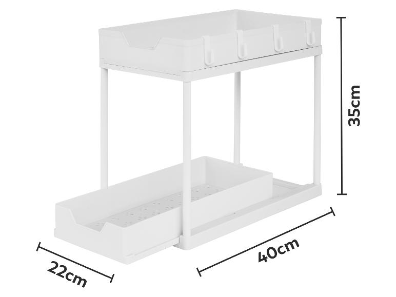 Weißer 2-stöckiger Badezimmer-Organizer mit ausziehbaren Schubladen, 40x22x35cm