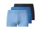 Dreierpack gerippte Baumwoll-Boxershorts in Blautönen, mit Logo-Gummibund.