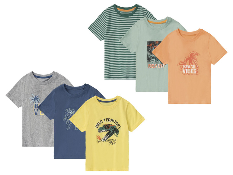Gehe zu Vollbildansicht: lupilu® Kleinkinder Jungen T-Shirts, 3 Stück, mit Rundhalsausschnitt - Bild 1