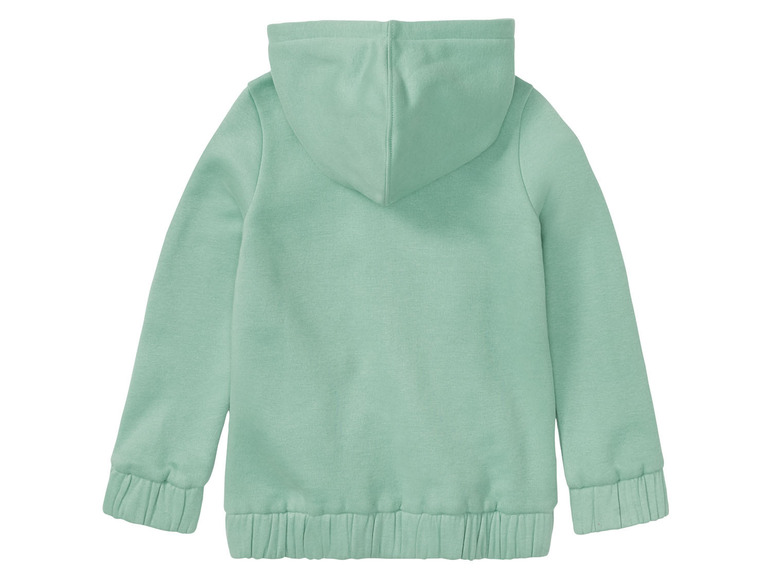 Ein hellgrüner Hoodie mit langen Ärmeln.