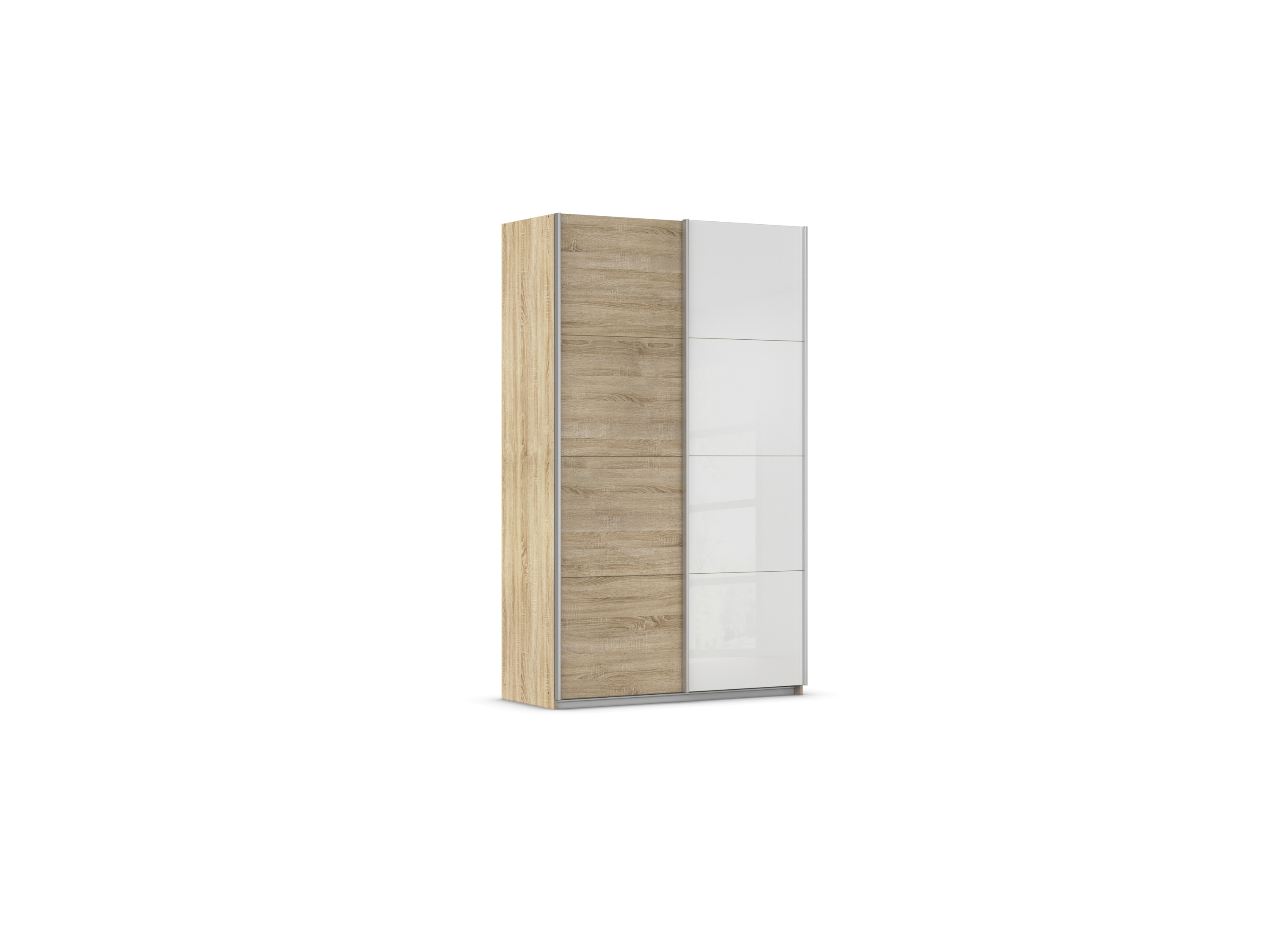 RAUCH ORANGE Quadra Schwebetürenschrank mit Glaselementen (Premium-Zubehör, Korpus:Eiche, Glas:Weiß, 136 x 230 cm) – Bild 4 von 4