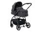 Schwarzer Kinderwagen mit Babywanne und Einkaufskorb