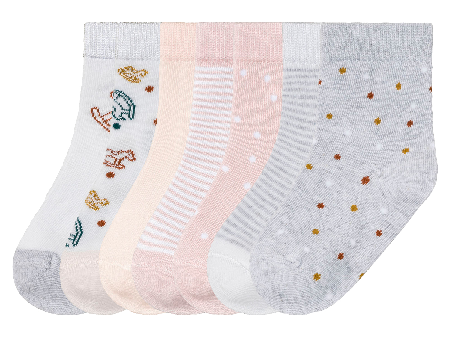 lupilu® Kleinkinder Socken (19/22, weiß/rosa/grau) | 04055334748490