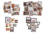 Collage-Bilderrahmen in Weiß, Beige und Schwarz, mit verschiedenen Bildern und motivierenden Zitaten.