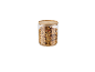 Glasbehälter mit Bambusdeckel gefüllt mit Granola.