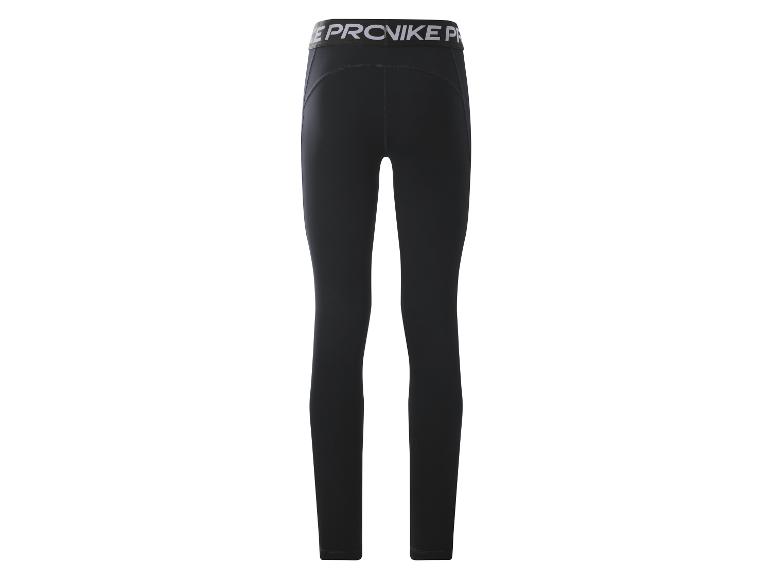 Schwarze Sportleggings mit weißem Schriftzug am Bund
