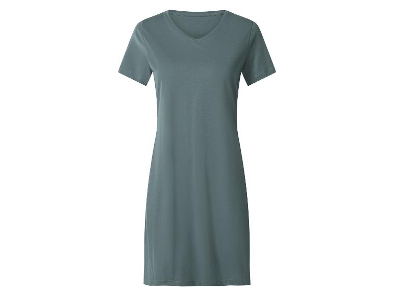 Dunkelgrünes Damenkleid mit kurzen Ärmeln und V-Ausschnitt