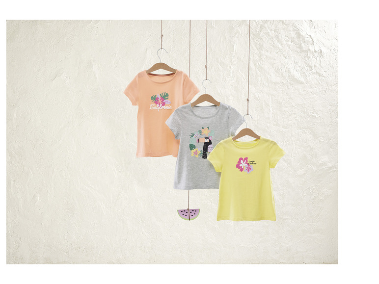Gehe zu Vollbildansicht: lupilu® Kleinkinder Mädchen T-Shirts, 3 Stück, mit Print - Bild 3