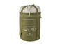 Ein grüner Rocktrail Schlafsack in einer Packsack.