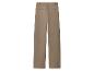 Beige Damenhose mit weitem Bein und Gesäßtaschen.