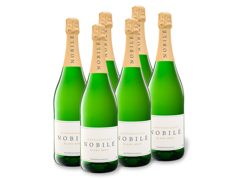 6 x 0,75-l-Flasche Weinpaket Markgräfler Winzer Nobilé Jahrgangssekt Blanc brut, Schaumwein