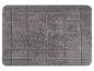 Grauer Badezimmerteppich mit Karomuster.