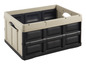 Eine beige, faltbare Aufbewahrungsbox mit schwarzen Details.