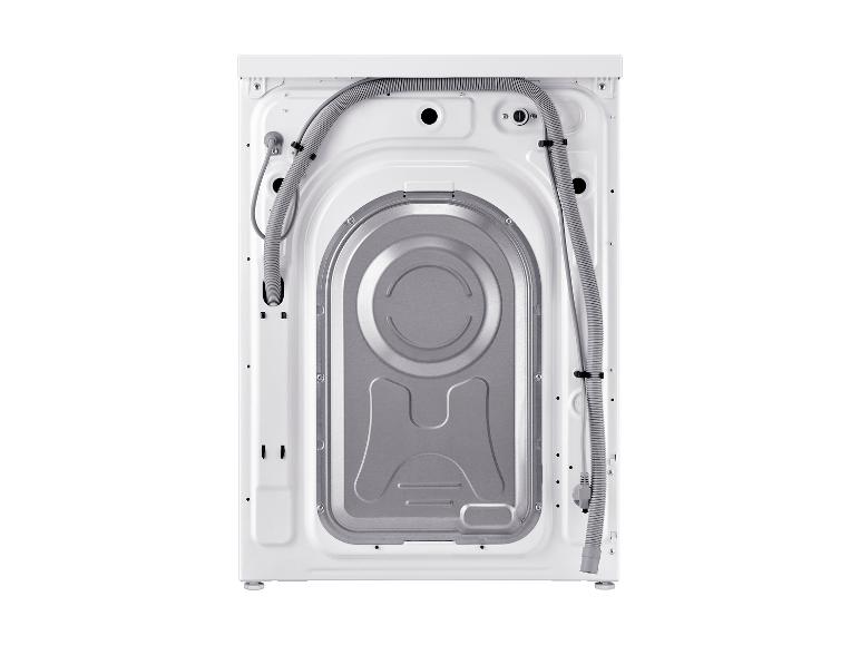 Rückseite der SAMSUNG Waschmaschine WW-1TDG5B25AHEG mit Schläuchen und Netzkabel.