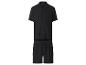 Schwarzes Herren-Schlafset mit Kurzarmhemd und Shorts.