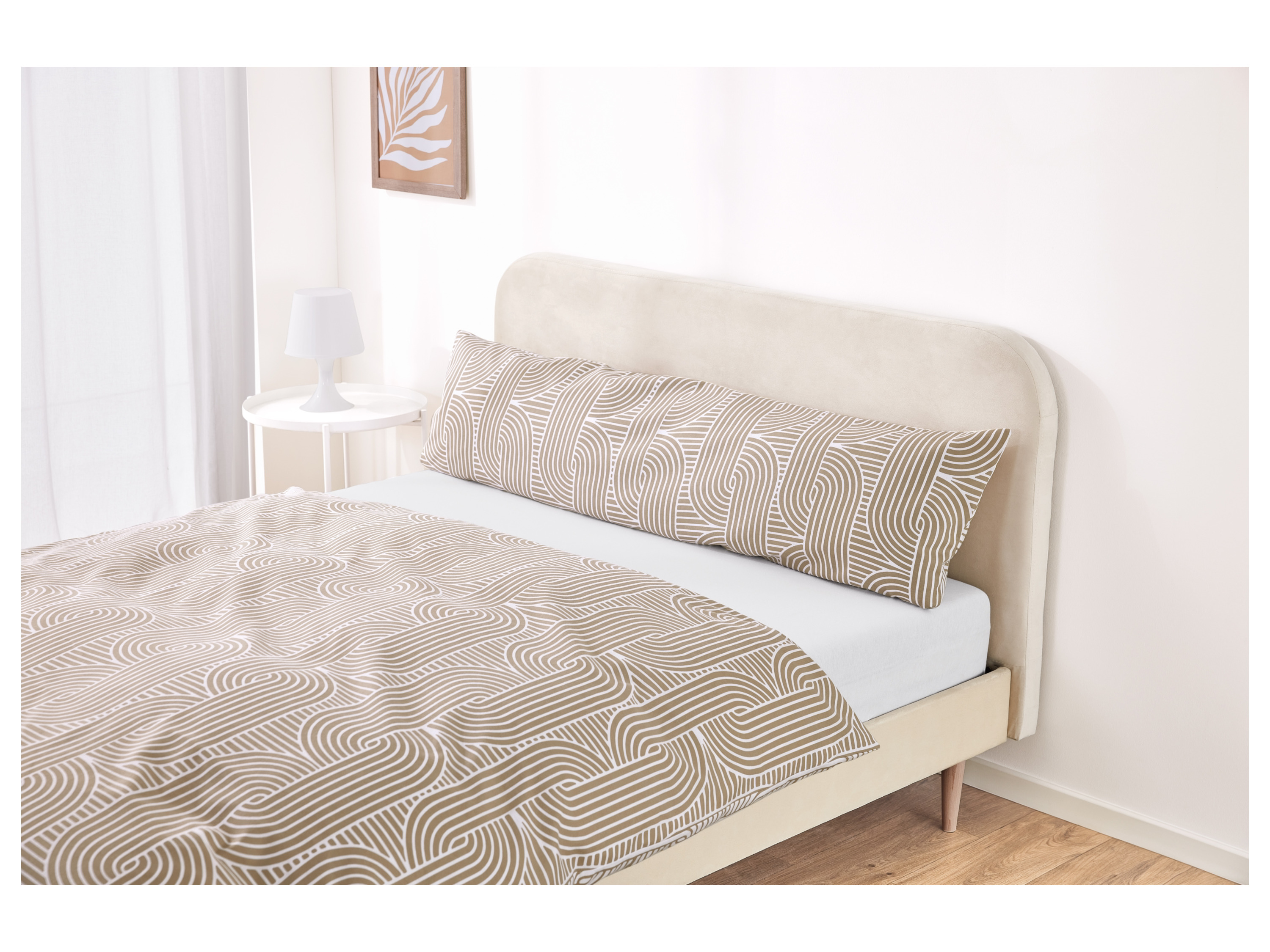 Thumbnail - LIVARNO home Feinbiber-Wendekissenbezüge / Kissenbezüge für Seitenschläferkissen (Gemustert taupe/weiß)