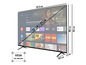 Ein 70 Zoll Telefunken Fernseher mit Google Play, YouTube, Twitch und Apple TV Apps.