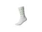 Weißer Socken mit grünen Buchstaben DEF, KLM, RST, XYZ