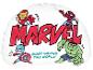 Kissen mit Superhelden: Iron Man, Spider-Man, Captain America und Hulk, mit dem Text „BUSY SAVING THE WORLD“.