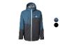Herren-Outdoorjacke in Blau und Dunkelgrau mit orangefarbenen Details.