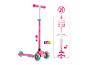 Pinker Roller mit LED-Rädern, verstellbarem Lenker und Klappfunktion.