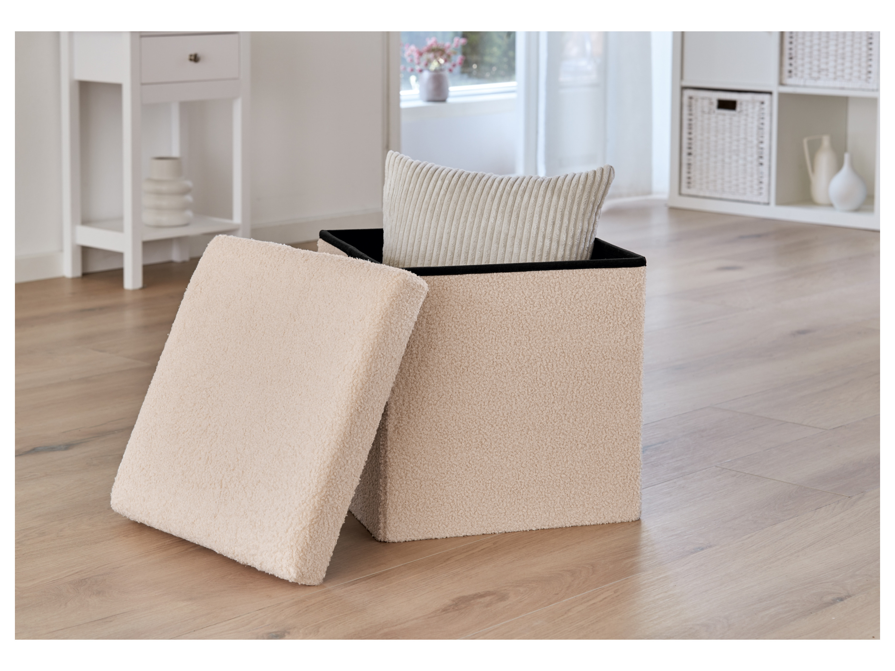 Thumbnail - LIVARNO home Sitzhocker, klappbar (Beige)