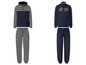Zwei Trainingsanzüge mit blauem Hoodie und Hose.