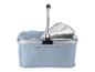 Hellblauer isolierter Picknickkorb mit Aluminiumgriff.