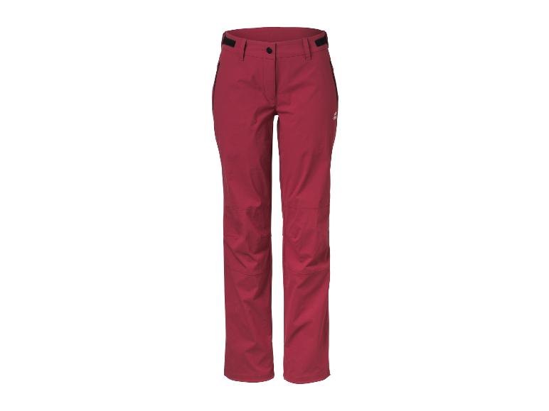 Rote Outdoorhose mit schwarzen Details und verstärkten Knien.