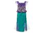 Ein grünes Meerjungfrauenkleid mit violetten Details.
