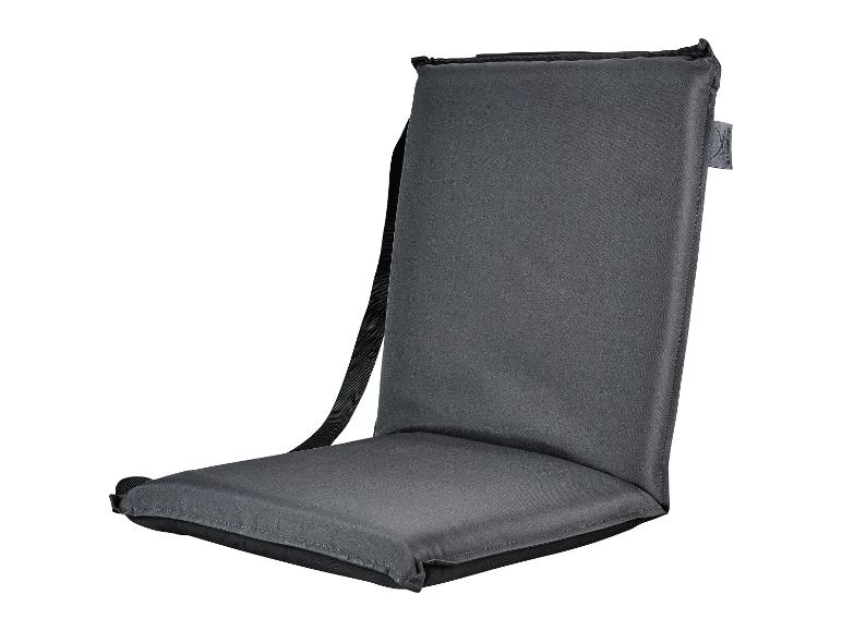 Dunkelgraues, faltbares Sitzkissen mit Tragegurt.